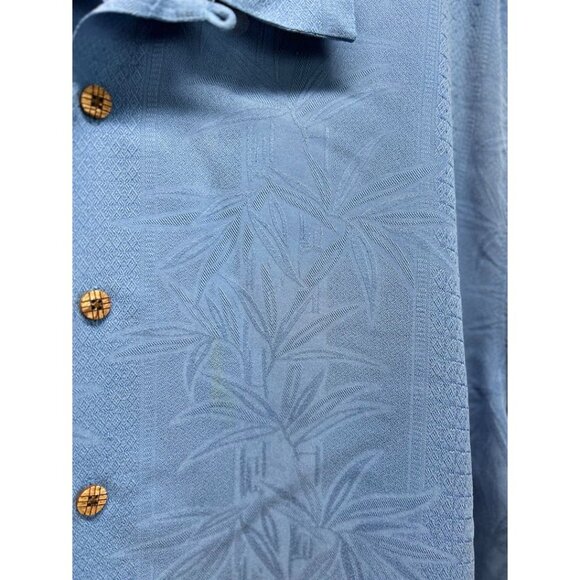 Caribbean‎ Men's Blue Button-Up Short Sleeve Shirt Size XL Bamboo Print Modal - Picture 3 of 5